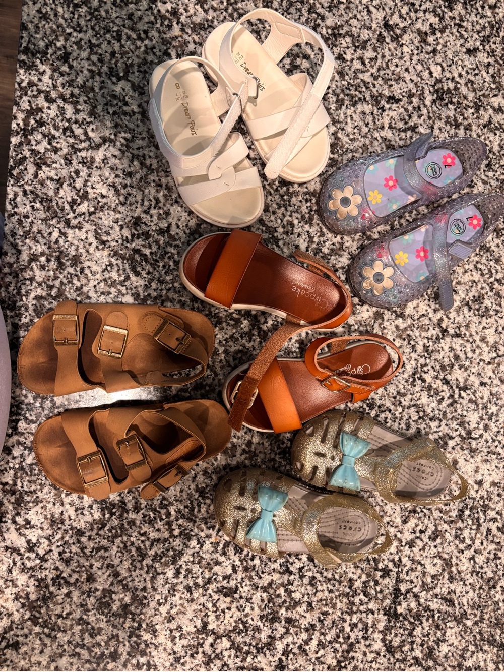 Girls Tan Leather-Look Ankle Strap Sandals